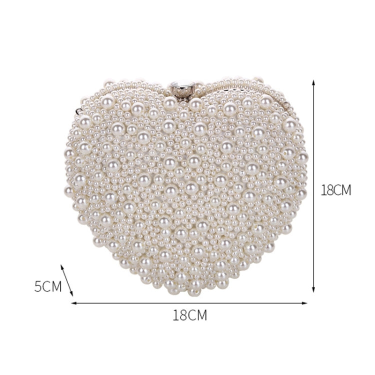 Borsa a tracolla a catena singola con frizione a forma di cuore da donna con borsa da sera di perle, Crossbody Bag