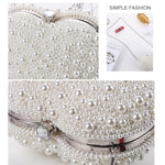 Borsa a tracolla a catena singola con frizione a forma di cuore da donna con borsa da sera di perle, Crossbody Bag