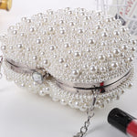 Borsa a tracolla a catena singola con frizione a forma di cuore da donna con borsa da sera di perle, Crossbody Bag