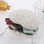 Borsa a tracolla a catena singola con frizione a forma di cuore da donna con borsa da sera di perle, Crossbody Bag