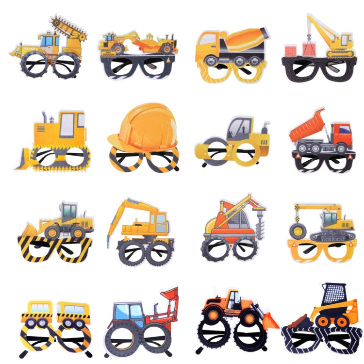 3 pezzi per feste di compleanno per bambini, occhiali divertenti per foto, Logging Truck, Forklift, Tanker Truck, Small Crane, Bulldozer, Engineering Cap, Expel Soil Machine, Dump Truck, Excavator, Grinder, Screw Machine, Crane, Bus, Red Excavator     ...