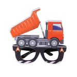 3 pezzi per feste di compleanno per bambini, occhiali divertenti per foto, Logging Truck, Forklift, Tanker Truck, Small Crane, Bulldozer, Engineering Cap, Expel Soil Machine, Dump Truck, Excavator, Grinder, Screw Machine, Crane, Bus, Red Excavator     ...
