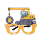 3 pezzi per feste di compleanno per bambini, occhiali divertenti per foto, Logging Truck, Forklift, Tanker Truck, Small Crane, Bulldozer, Engineering Cap, Expel Soil Machine, Dump Truck, Excavator, Grinder, Screw Machine, Crane, Bus, Red Excavator     ...