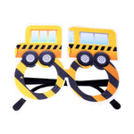 3 pezzi per feste di compleanno per bambini, occhiali divertenti per foto, Logging Truck, Forklift, Tanker Truck, Small Crane, Bulldozer, Engineering Cap, Expel Soil Machine, Dump Truck, Excavator, Grinder, Screw Machine, Crane, Bus, Red Excavator     ...