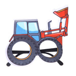3 pezzi per feste di compleanno per bambini, occhiali divertenti per foto, Logging Truck, Forklift, Tanker Truck, Small Crane, Bulldozer, Engineering Cap, Expel Soil Machine, Dump Truck, Excavator, Grinder, Screw Machine, Crane, Bus, Red Excavator     ...