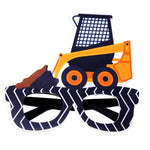 3 pezzi per feste di compleanno per bambini, occhiali divertenti per foto, Logging Truck, Forklift, Tanker Truck, Small Crane, Bulldozer, Engineering Cap, Expel Soil Machine, Dump Truck, Excavator, Grinder, Screw Machine, Crane, Bus, Red Excavator     ...