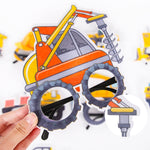 3 pezzi per feste di compleanno per bambini, occhiali divertenti per foto, Logging Truck, Forklift, Tanker Truck, Small Crane, Bulldozer, Engineering Cap, Expel Soil Machine, Dump Truck, Excavator, Grinder, Screw Machine, Crane, Bus, Red Excavator     ...