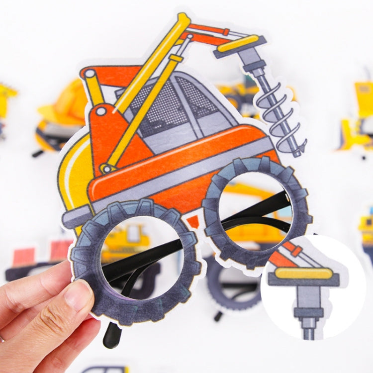 3 pezzi per feste di compleanno per bambini, occhiali divertenti per foto, Logging Truck, Forklift, Tanker Truck, Small Crane, Bulldozer, Engineering Cap, Expel Soil Machine, Dump Truck, Excavator, Grinder, Screw Machine, Crane, Bus, Red Excavator     ...