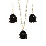 2 insiemi la collana degli orecchini del fantasma della lega dei monili di Halloween, Ghost White, Ghost Black