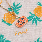 2 set di gioielli di personalità delle orecchie della collana del pendente della zucca del fantasma di Halloween, Pumpkin