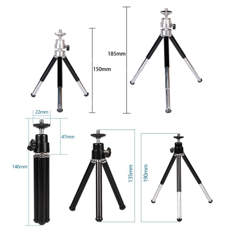 2PCS Supporto per telefono per proiettore Mini treppiede telescopico portatile da tavolo in metallo, stile:, 2 Sections (Black), 2 Sections (Silver), 3 Sections (Black), 3 Sections (Silver)