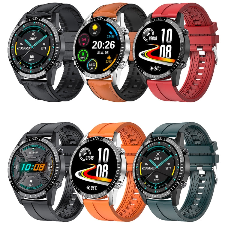 I9 Orologio da 1,3 pollici per il monitoraggio della frequenza cardiaca/pressione sanguigna/ossigeno nel sangue, Black, Red, Orange, Green, Black Leather, Brown Leather, Black Steel, Silver Steel