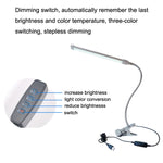Lampada a clip USB Protezione degli occhi per studenti Lampada da tavolo dimmerabile a LED, Purple, Gold, Black, Silver