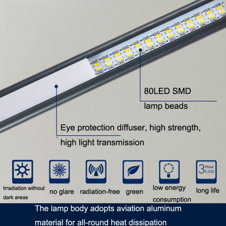 Lampada a clip USB Protezione degli occhi per studenti Lampada da tavolo dimmerabile a LED, Purple, Gold, Black, Silver