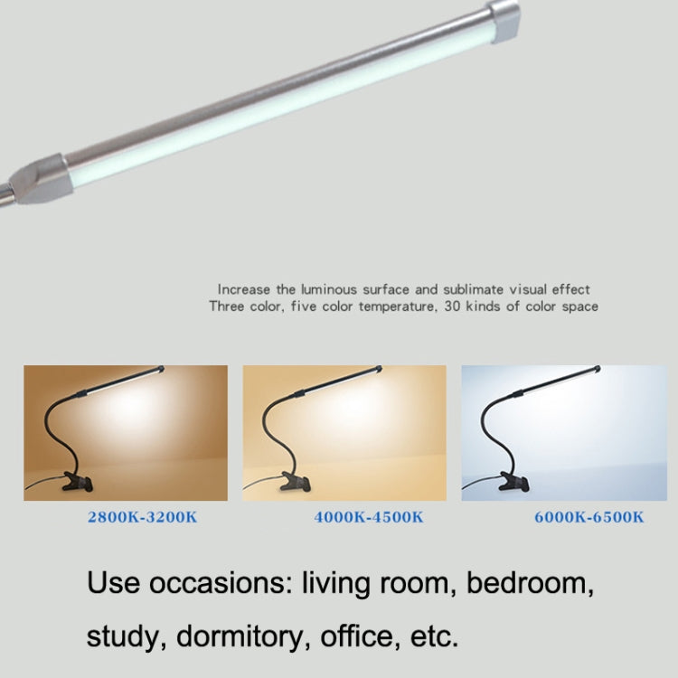 Lampada a clip USB Protezione degli occhi per studenti Lampada da tavolo dimmerabile a LED, Purple, Gold, Black, Silver