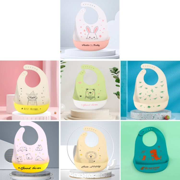 Bavaglino in silicone impermeabile spray per bambini Asciugamano per saliva ultrasottile, modello:, Funny Panda, Bear Baby, Lemon Game, Orange, Lemon Singer, Dinosaurs Athlete, Pear Brothers, Baby Panda, Animal House, Rabbit BATT2, Lion Dot 2          ...