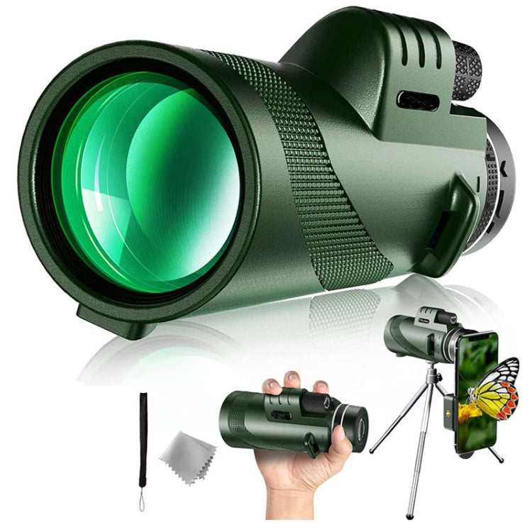 Monoculare HD ad alta potenza per visione notturna all'aperto 40X60, (Standard), (Standard+Universal Clip+Tripod)