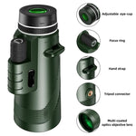 Monoculare HD ad alta potenza per visione notturna all'aperto 40X60, (Standard), (Standard+Universal Clip+Tripod)