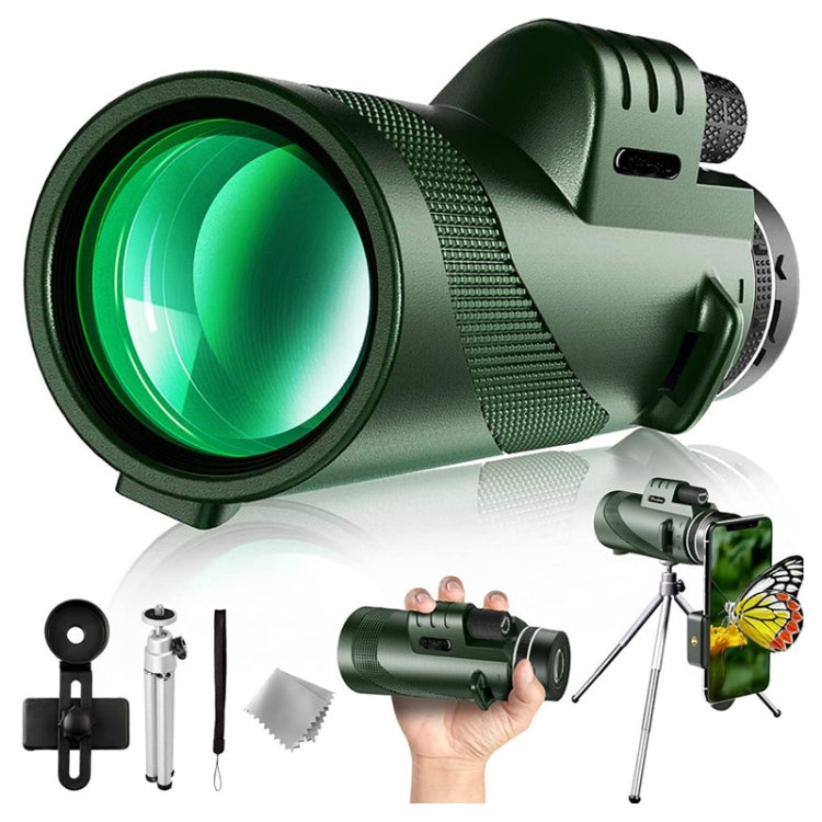 Monoculare HD ad alta potenza per visione notturna all'aperto 40X60, (Standard), (Standard+Universal Clip+Tripod)
