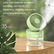 OM008 Ventola di raffreddamento ad acqua per umidificazione spray pieghevole da tavolo Mini USB, OM008 Mousse Green