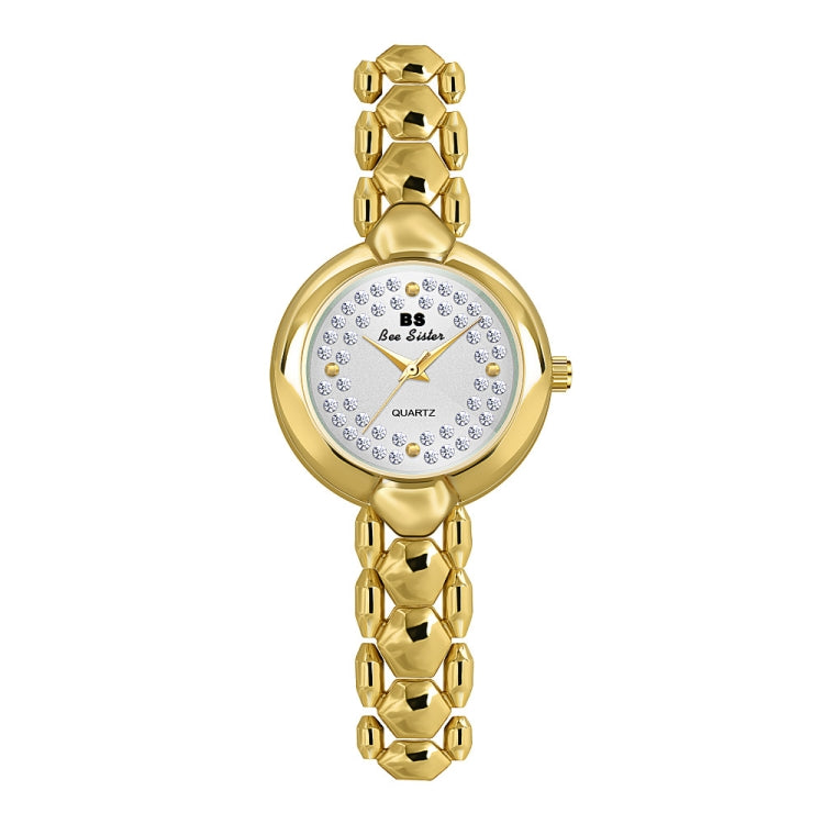 BS Bee Sister FA1691 Orologio da donna con catena di gioielli con orologio di diamanti, Gold, Silver, Golden Silver