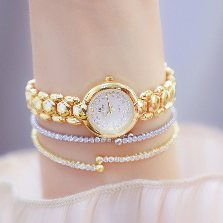 BS Bee Sister FA1691 Orologio da donna con catena di gioielli con orologio di diamanti, Gold, Silver, Golden Silver
