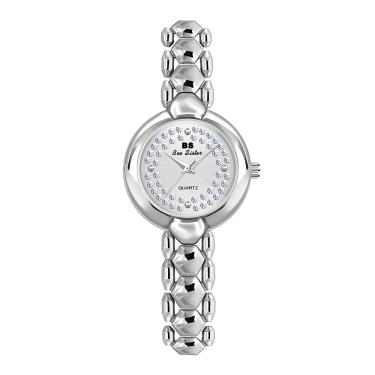 BS Bee Sister FA1691 Orologio da donna con catena di gioielli con orologio di diamanti, Gold, Silver, Golden Silver