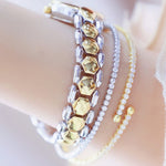 BS Bee Sister FA1691 Orologio da donna con catena di gioielli con orologio di diamanti, Gold, Silver, Golden Silver