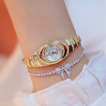BS Bee Sister FA1540 Orologio da donna ovale a catena piccola con diamanti, Silver, Gold, Rose Gold