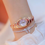BS Bee Sister FA1540 Orologio da donna ovale a catena piccola con diamanti, Silver, Gold, Rose Gold