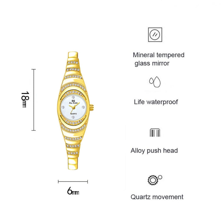 BS Bee Sister FA1540 Orologio da donna ovale a catena piccola con diamanti, Silver, Gold, Rose Gold