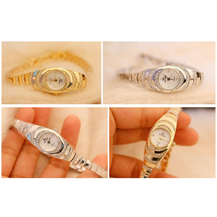 BS Bee Sister FA1540 Orologio da donna ovale a catena piccola con diamanti, Silver, Gold, Rose Gold