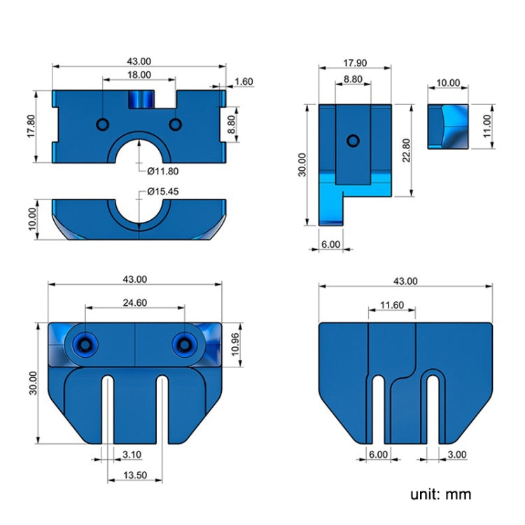 Morsetto in metallo per Hot End E3D V5/V6 compatibile Ender 3
