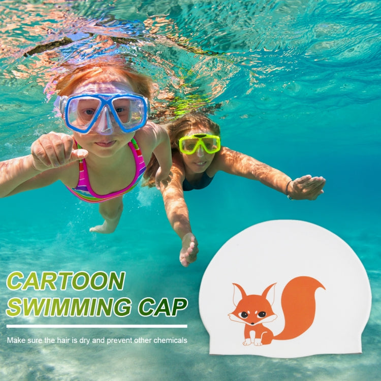 Hy08 Cuffia da nuoto in silicone con stampa di simpatici cartoni animati, specifiche:, Black Swan, Little Squirrel, Princess Cat, Cavaliers cat, White Pig, Pink Pig, Strawberry, Pink Blossom, Deep Blue