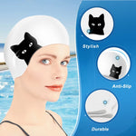 Hy08 Cuffia da nuoto in silicone con stampa di simpatici cartoni animati, specifiche:, Black Swan, Little Squirrel, Princess Cat, Cavaliers cat, White Pig, Pink Pig, Strawberry, Pink Blossom, Deep Blue
