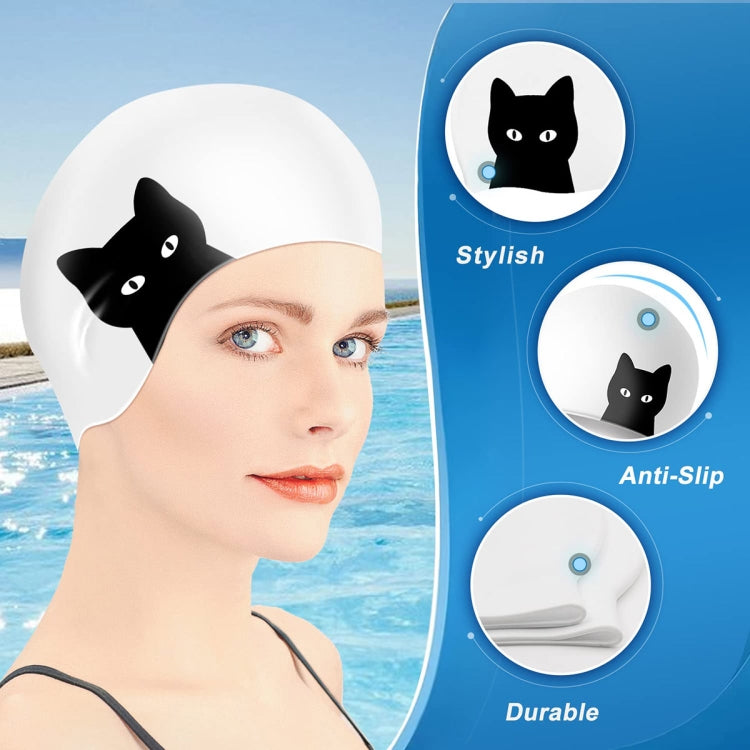 Hy08 Cuffia da nuoto in silicone con stampa di simpatici cartoni animati, specifiche:, Black Swan, Little Squirrel, Princess Cat, Cavaliers cat, White Pig, Pink Pig, Strawberry, Pink Blossom, Deep Blue