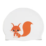 Hy08 Cuffia da nuoto in silicone con stampa di simpatici cartoni animati, specifiche:, Black Swan, Little Squirrel, Princess Cat, Cavaliers cat, White Pig, Pink Pig, Strawberry, Pink Blossom, Deep Blue