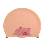 Hy08 Cuffia da nuoto in silicone con stampa di simpatici cartoni animati, specifiche:, Black Swan, Little Squirrel, Princess Cat, Cavaliers cat, White Pig, Pink Pig, Strawberry, Pink Blossom, Deep Blue