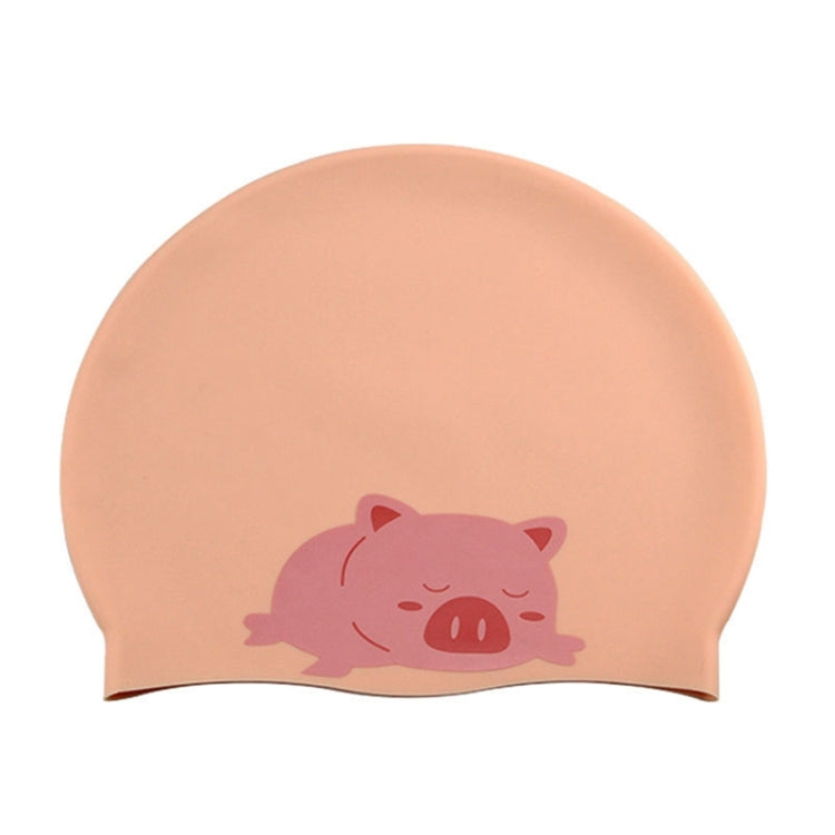 Hy08 Cuffia da nuoto in silicone con stampa di simpatici cartoni animati, specifiche:, Black Swan, Little Squirrel, Princess Cat, Cavaliers cat, White Pig, Pink Pig, Strawberry, Pink Blossom, Deep Blue