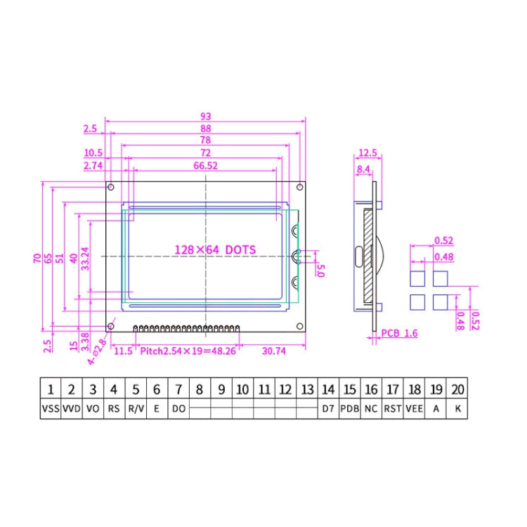 Schermo di controllo LCD 12864 per stampante 3D Ramps1.4