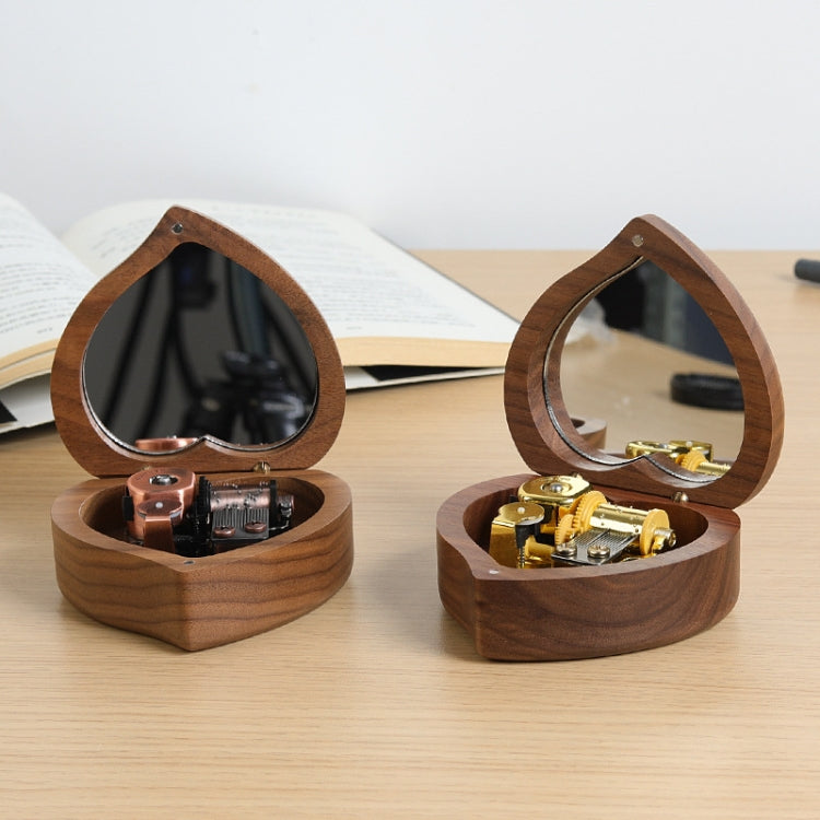 A forma di cuore in legno con ornamenti carillon a specchio, Maple-Gold-plated Movement, Walnut-Red Ancient Copper Movement, Maple-Red Ancient Copper Movement, Walnut-Gold-plated Movement