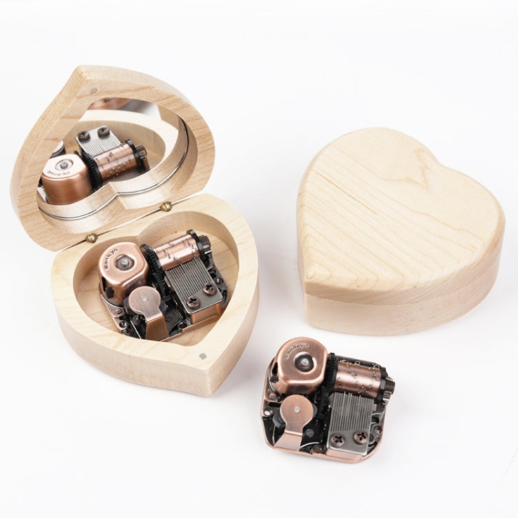 A forma di cuore in legno con ornamenti carillon a specchio, Maple-Gold-plated Movement, Walnut-Red Ancient Copper Movement, Maple-Red Ancient Copper Movement, Walnut-Gold-plated Movement