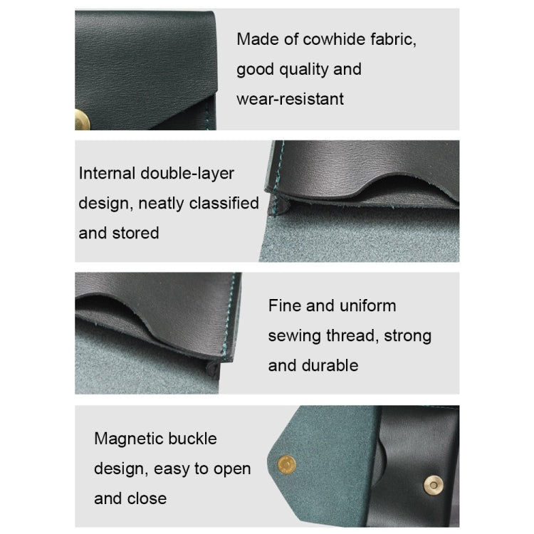 S183 Portacarte in pelle impermeabile resistente all'usura, Green, Black, Brown
