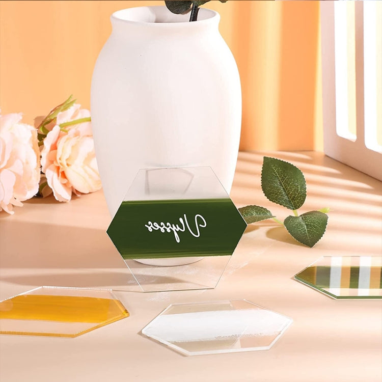 10 pezzi esagonali trasparenti in acrilico per biglietti da visita per ospiti, biglietti da visita, logo, decorazione fai da te, DIY Board