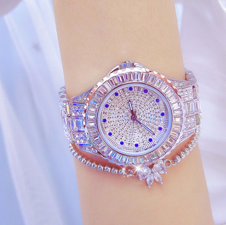BS Bee Sister FA1686 Orologio da donna con gioielli intarsiati con diamanti, Silver, Silver Golden, Gold