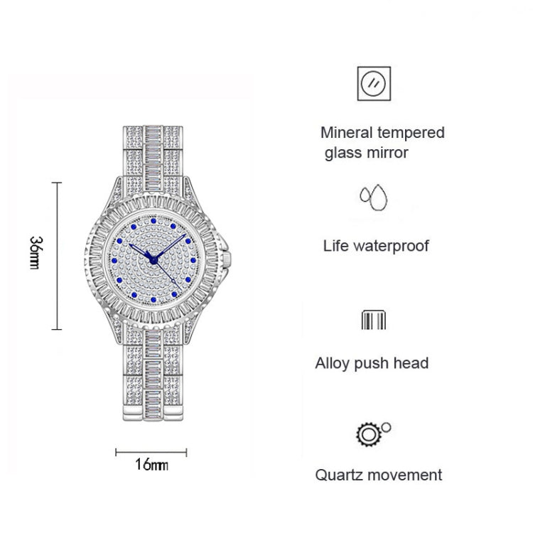 BS Bee Sister FA1686 Orologio da donna con gioielli intarsiati con diamanti, Silver, Silver Golden, Gold