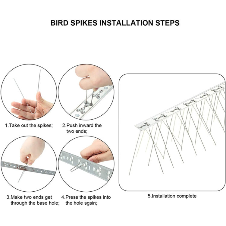 10 PZ Spina anti-uccello in acciaio inossidabile repellente per uccelli lunga 50 cm, 10 PCS 50cm Long