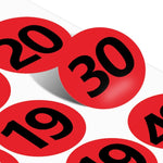 100 PCS Abbigliamento Calzature Taglia Numero Etichetta Adesivo, Diametro:, 10mm, 13mm, 15mm, 20mm, 25mm