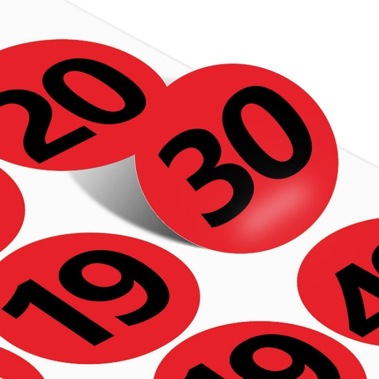 100 PCS Abbigliamento Calzature Taglia Numero Etichetta Adesivo, Diametro:, 10mm, 13mm, 15mm, 20mm, 25mm