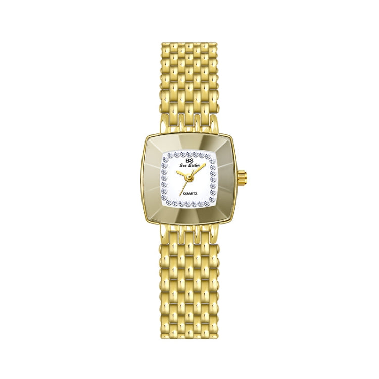 BS Bee Sister FA1197 Orologio semplice da donna con cinturino in acciaio inossidabile con quadrante quadrato, Silver, Gold